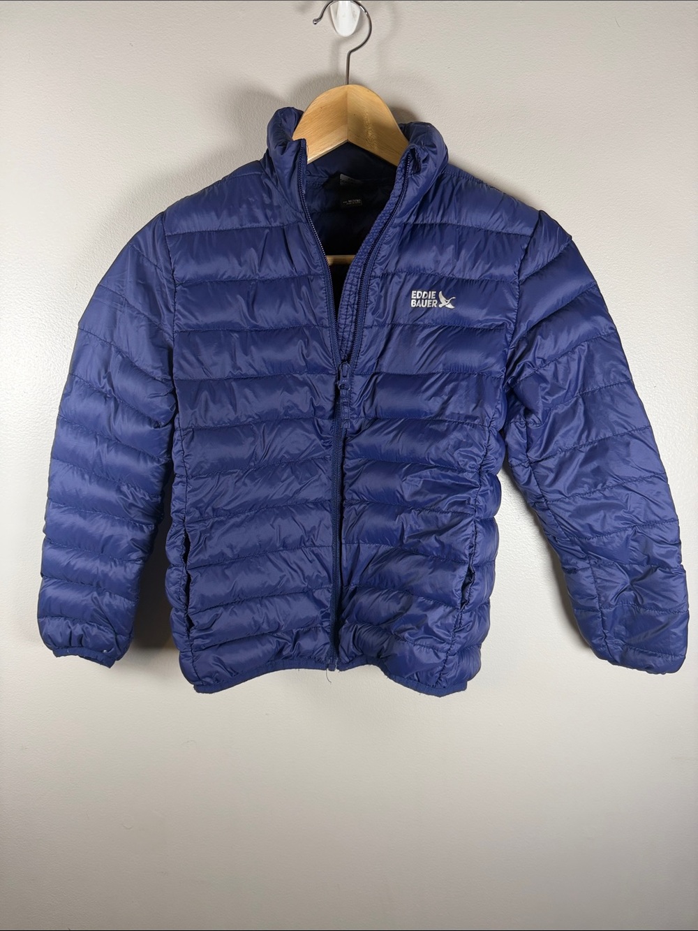 Eddie Bauer Youth Kids CirrusLite Down Packable Puffer Jacket Size M 7/8 Blue